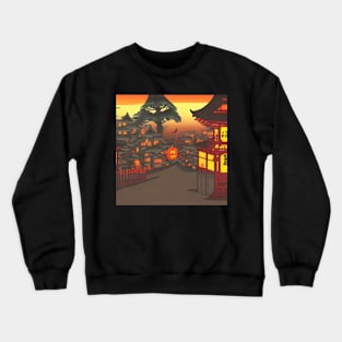 Orange Pumpkin Halloween Anime Scenery Crewneck Sweatshirt